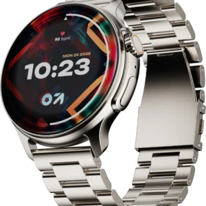 GOBOULT Crown R Pro 1.43''HD AMOLED, BT Calling, Zinc Alloy Frame Smartwatch (Silver Strap, Free Size)
